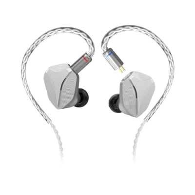 Image de HIDIZS MP145 Moniteurs Intra Auriculaires HiFi à Pilote magnétique planaire Ultra Large de 14,5 mm, écouteurs Conception Ergonomique, détachables 2 Broches (Argent, 3,5 mm)