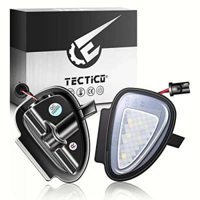 Image de TECTICO LED Sous lumière Flaque Miroir Latéral，LED Réctroviseurs,Sans Erreur E8 12V 6000K Blanc Compatible Pour VW Golf 6 GTI Mk6 Cabriolet Hatchback Touran, 2 pièces