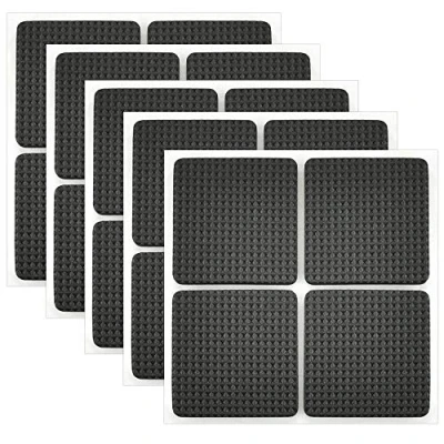 Image de LYTIVAGEN 20Pcs Patin Antiderapant Caoutchouc Tampon Adhesif Feutre Adhésif de Meubles pour la Protection des Carreaux, Tables, Planchers Bois 4.2 x 4.2cm (Noir)