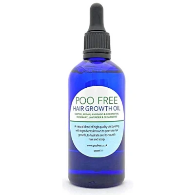 Image de 100% Naturel HUILE Croissance CHEVEUX RICIN, ARGAN, AVOCAT, COCO + ROMARIN, LAVANDE &amp; BOIS DE CÈDRE 100 ml par POO FREE. Huiles Naturelles pour Favoriser la des Cheveux. Répare, Nourrit