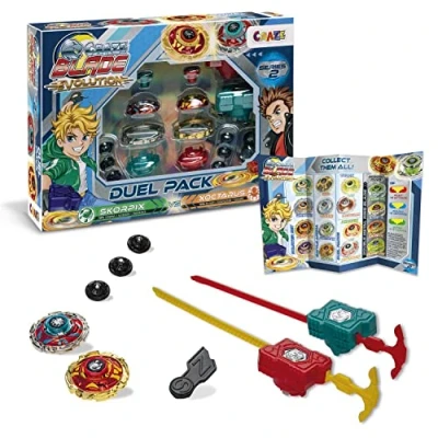 Image de BLADE Skorpix Xoctarus Toupie de combat avec lanceur, Set jeu Spinning Top 2x Toupies Lanceurs Starters Evolution
