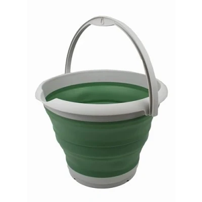 Image de SAMMART Seau à eau pliable 10 l rond portable en plastique Pot extérieur peu encombrant Organiseur de coffre pour tous les types véhicules (gris, 1)