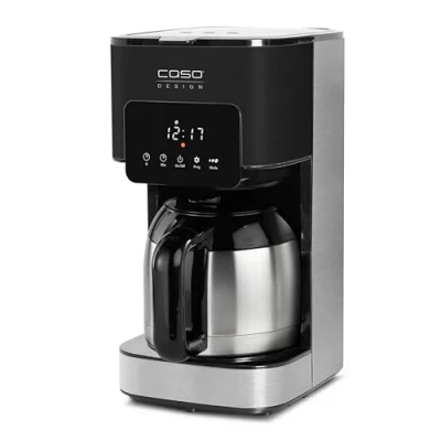 Image de Caso Coffee Taste and Style Thermo Machine à café avec filtre permanent, 1,2 l, température d&#039;infusion optimale 92 96 C, système anti gouttes, tête optimisée, verseuse isotherme, acier