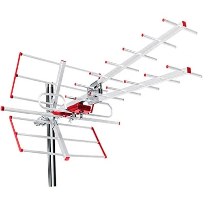 Image de Maclean MCTV 855 Antenne extérieure TV de Toit DVB T/T2 H.265 HEVC Filtre Full HD Max 100dBμV UHF/VHF LTE (Passif)