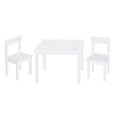Image de roba Ensemble Table et 2 Chaises Little Stars pour Filles Garçons de Ans plus Supporte 50 kg Motif Étoiles Montage Facile Blanc / Gris