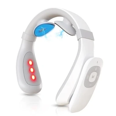 Image de FORTHiQ Masseur de Cou Intelligent Électrique, Appareil TENS Chauffant pour Soulager la Douleur, 6 Modes, 15 Niveaux Massage Profond des Tissus, Portable et Apaisant, 4 Coussinets Gel Inclus