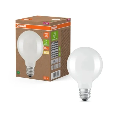 Image de OSRAM LED Superstar Classic Globe Lampe G 95 in klassischer Ballform aus gefrostetem Glas, 3.8 W, 806 lm, E27 Fassung, warmweißes Licht mit 2700 K, EEK A, mm Durchmesser.