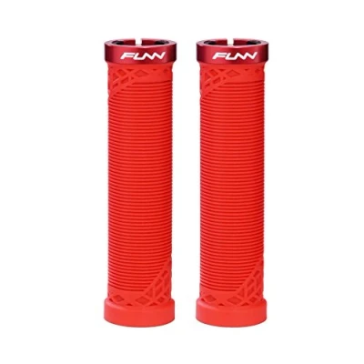 Image de Funn Hilt poignées de Guidon VTT avec système Verrouillage Simple, légères et ergonomiques, Un diamètre intérieur 22 mm, vélo Uniques Motif (Rouge)