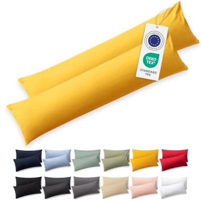 Image de Blumtal Premium Taie Oreiller 40x145 Coton (Lot de 2) Certifié Oeko Tex, 100% Jersey d&#039;oreiller en Ultra Doux, Housse Coussin Jaune