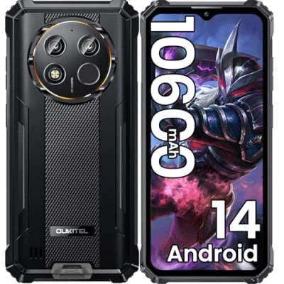 Image de OUKITEL WP28E Téléphone Portable Incassable 2024 Android 14, 10600mAh/18W, 16Go RAM +64Go ROM/1To, Smartphone 6.52&quot; Écran, Caméra 13MP, Telephone de Chantier Dual SIM/GPS/NFC/OTG Noir