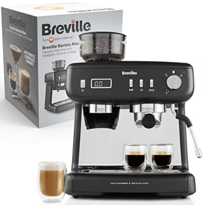 Image de Breville Barista Max+ machine à expresso, latte et cappuccino Mouture dosage intelligent Minuteur d&#039;extraction précis Mousseur de lait intégré Pompe italienne 15 bars Noir [VCF152X]