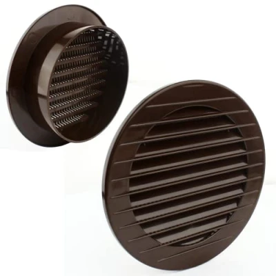 Image de MKK 17969 Grille d&#039;aération extérieure Protection contre les insectes Blanc gris marron 60 70 80 90 100 120 125 150 mm, marron, Ø mm