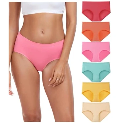 Image de wirarpa Culotte Femme Coton Slip Confortable Culottes Doux Lot de 6 Multicolor Taille XL