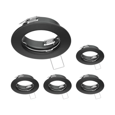 Image de ledscom.de 5 cadres d&#039;encastrement au plafond FERE, rond, noir mat