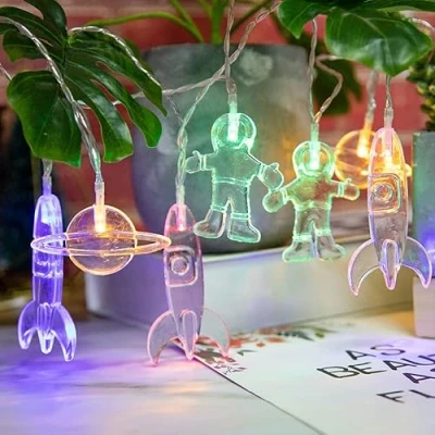 Image de XINGHE Guirlandes Lumineuses Acryliques à LED Pour L&#039;espace, Fusée D&#039;astronaute, Fonctionnant Avec Des Piles Noël, Anniversaire, Fête, Chambre Coucher, Intérieur &amp; Extérieur (3.0M, Multicolore)