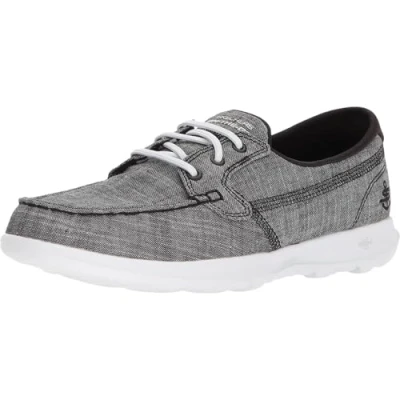 Image de Skechers Femme Go Walk Lite 15433 Chaussure Bateau, Noir/Blanc, 37 EU Large