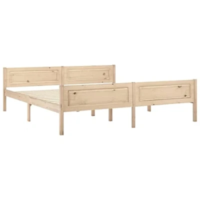 Image de vidaXL Cadre de Lit Sommier à Lattes Double Adulte sur Pied Chambre Coucher Maison Intérieur 180x200 cm Bois Pin Massif