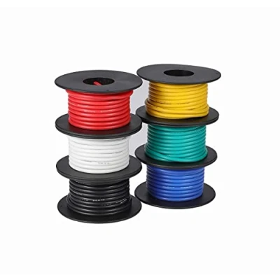 Image de Tuofeng 14awg fil de silicone flexible, cuivre étamé n 14 isolation en caoutchouc (6 couleurs différentes, 4 mètres chacun) 600V torsadé câblage voiture