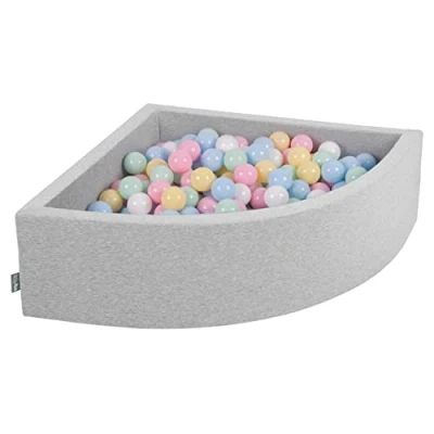 Image de KiddyMoon Piscine À Balles pour Bébé Quart Angulaire 90X30cm/200 7Cm Fosses Boules Jouet Enfant, Gris Clair: Bleu Pastel/Jaune Pastel/Blanc/Menthe/Rose Poudré