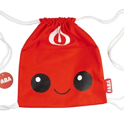 Image de FABA Sac à Dos, en Coton, pour conteurs d’histoires FABA, Fermeture pratique et sécurisée avec double Cordons, Couleur Rouge