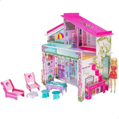 Image de Lisciani Maison de Poupée Barbie Villa Vacances avec En carton A Assembler Et Décorer Loisir Créatif Pour Filles à partir 4 ans