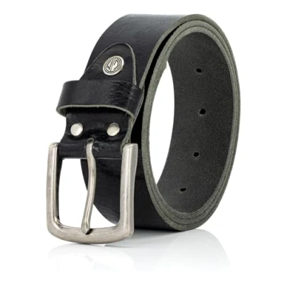 Image de Lindenmann ceinture homme de cuir buffle, 40 mm large et 3,8 fort, ajustable, noir, Farbe/Color:noir, Size US/EU:Bundweite 85 cm Gesamtlänge 100 W 33.5 M
