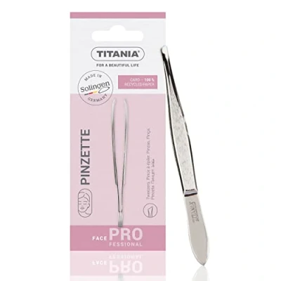 Image de TITANIA Pince à épiler de Solingen (8cm) Made in Germany pour sourcils Pointe fine et biseautée une prise précise