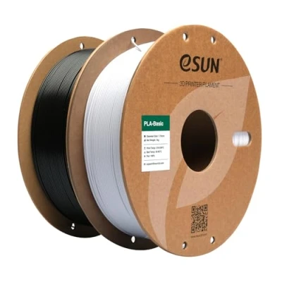 Image de eSUN PLA Filament 1.75mm, Basic Précision Dimensionnelle +/ 0.05mm, 1KG par Bobine, 2 Bobines pour 3D Imprimantes,Blanc Froid et Noir