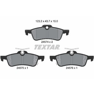 Image de TEXTAR 2457401 Jeu de plaquettes frein avec indicateur d&#039;usure TOYOTA: Yaris II 3/5 portes, III Van
