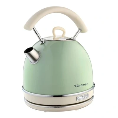 Image de Ariete Bouilloire Vintage 2877, Électrique avec Niveau D&#039;Eau Visible, Base Sans Fil 360, Arrêt Automatique, Poignée Ergonomique, Capacité 1,7 L, Acier Inoxydable, 2000W, Vert