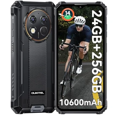 Image de OUKITEL G1 Android 14 Téléphone Portable Incassable 24Go+256Go(1 to) Smartphone Batterie 10600mAh Écran 6.52&quot; HD+ IPS 48MP Double Caméra Etanche Antichoc Dual SIM/NFC/OTG/Empreinte/Face ID