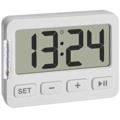 Image de TFA Dostmann 60.2036 Mini horloge numérique avec fonction réveil, chronomètre, minuterie, idéale pour les déplacements, verrouillage des touches, de table, voiture, à