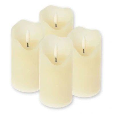 Image de ToCi Lot de 4 Bougies LED crème Diamètre : 7 x 10 cm Avec mèche noire et minuterie sans flamme en cire véritable l&#039;Avent