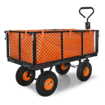 Image de Chariot à Main pour Outils de Jardin en Fer avec Une Charge Max. 550kg Grille supplémentaire