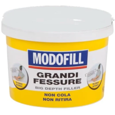 Image de MODOFILL Hautes épaisseurs Enduit En Pâte Pour Le Remplissage de Grands Trous Et Fissures Internes ed Externes Dans Mur. Haut Jusque à 5 cm., blanc, 1 kg.