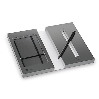 Image de Lamy Set d&#039;écriture multifonction 3 en 1, finition laquée, carnet de notes, format A6, couverture souple, noir, avec emballage cadeau