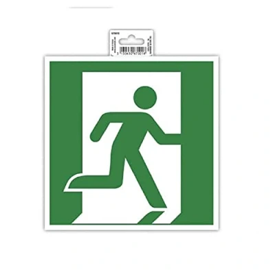 Image de Exacompta Réf. 67001E 1 panneau adhésif Évacuation droite En PVC traité anti dérapant et résistant aux UV Dimensions du : 20 x cm Coloris vert blanc