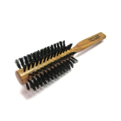 Image de Golddachs Brosse ronde en bois d&#039;olivier Diamètre : 50 cm Poils de sanglier 10 rangées