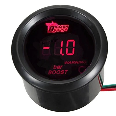 Image de Mintice™ 2&quot; 52mm Noir Voiture Moteur Numérique Lumière rouge de LED Bar Manomètre turbo Mètre Jauge