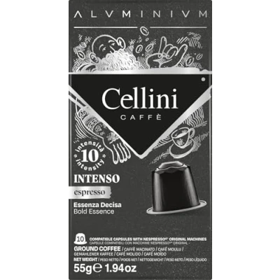 Image de Capsules à café Cellini Aluminium compatibles Nespresso Intenso 100pcs compatible Goût corsé avec des notes aromatiques fruitées