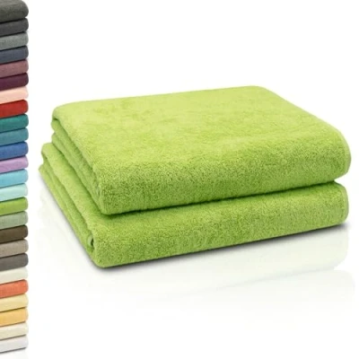 Image de ZOLLNER Set de 2 Serviettes Bain, Douche, 100x150 cm, Coton, Vert