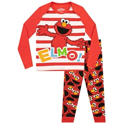 Image de Sesame Steet Ensemble De Pyjamas Fille Bien Ajusté Elmo Rouge 4 5 Ans