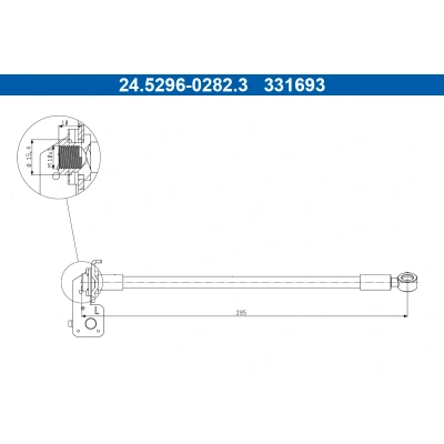 Image de ATE 24.5296 0282.3 Flexible De Frein 285 M10x1 HYUNDAI: i30 II 3/5 portes, KIA: Pro cee‘d 3 5 portes