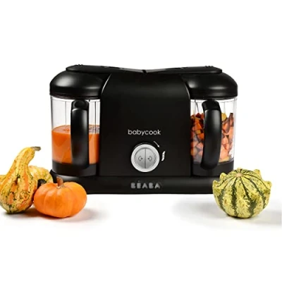 Image de BÉABA, Babycook Duo Robot bébé 4 en 1 Mixeur Cuiseur, Cuisson Vapeur rapide 15min , Diversification alimentaire, Petits pots maison, Contenance XXL 2200 ml, Noir