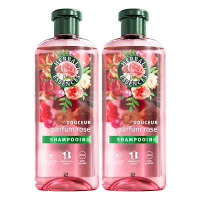 Image de Herbal Essences Douceur Shampoing Parfum Rose 2x250ml Aide à Rendre les Cheveux Secs Soyeux. Essence de et Ingrédients d&#039;Origine Naturelle*, Sans Silicone, Végan non Testé sur Animaux