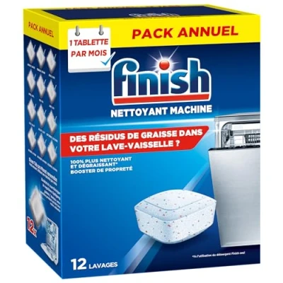 Image de Finish Nettoyant Machine Lave Vaisselle Pendant le Cycle 12 Tablettes Pack Annuel