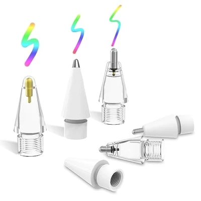 Image de MoKo 6 PCS Pointes pour Apple Pencil USBC, de Rechange 1/2, Capuchon iPad Pen/Stylet, sans Usure Contrôle Précis Nib iPencil en Plastique/Métal