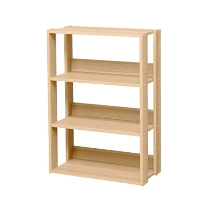 Image de Iris Ohyama, Bibliothèque, Meuble de rangement à 3 Niveaux, Étagères ajustables tous les 14 cm, Stable, Industriel, Montage Facile, Salon, Entrée, Chambre, Bureau Open Wood Rack OWR 600 Marron Clair
