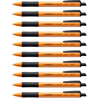 Image de Stylo bille STABILO pointball Lot x 10 stylos billes rechargeables Noir