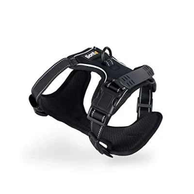 Image de lionto Harnais pour Chien rembourré Anti Traction réfléchissant de sécurité réglable, Taille XL, Noir
